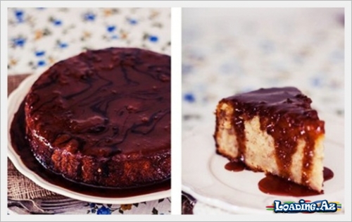 Karamel souslu bananlı piroq. - LoaDinG.Az