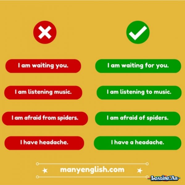 İngilis dilində ən çox edilən səhvlər/ Commonly made mistakes in English - LoaDinG.Az