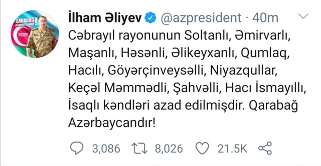 Vətən müharibəsinin 23-cü günü - 13 kənd işğaldan azad edilir